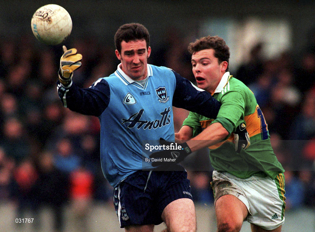 28 November 1999; Paddy Christie of Dublin in action against John McGlynn of Kerry during the Church & General National Football League match between Dublin and Kerry at Parnell Park in Dublin. Photo by David Maher/Sportsfile