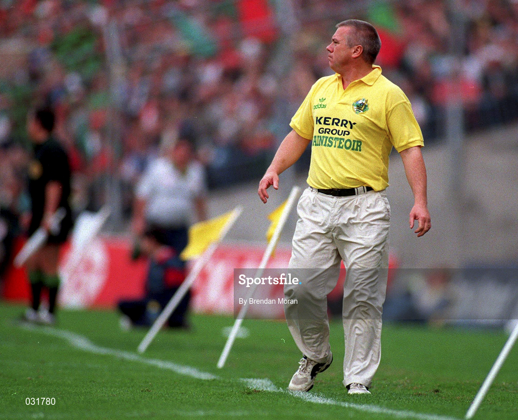 28 September 1997; Kerry manager Páidí Ó Sé during the Bank of Ireland All-Ireland Senior Football Championship Final match between Kerry and Mayo at Croke Park in Dublin. Photo by Brendan Moran/Sportsfile