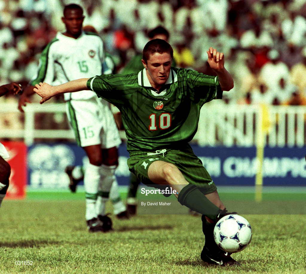 14 April 1999; Robbie Keane of Republic of Ireland during the 1999 FIFA World Youth Championship Round of 16 match between Nigeria and Republic of Ireland at the Sani Abacha Stadium in Kano, Nigeria. Photo by David Maher/Sportsfile