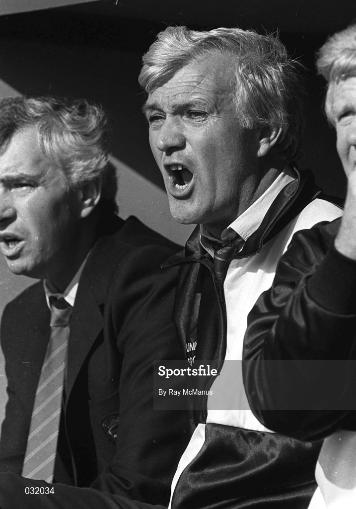 24 September 1989; Dundalk manager Turlough O'Connor during the League of Ireland B Division match between Monaghan United and Dundalk at Gortakeegan in Monaghan. Photo by Ray McManus/Sportsfile