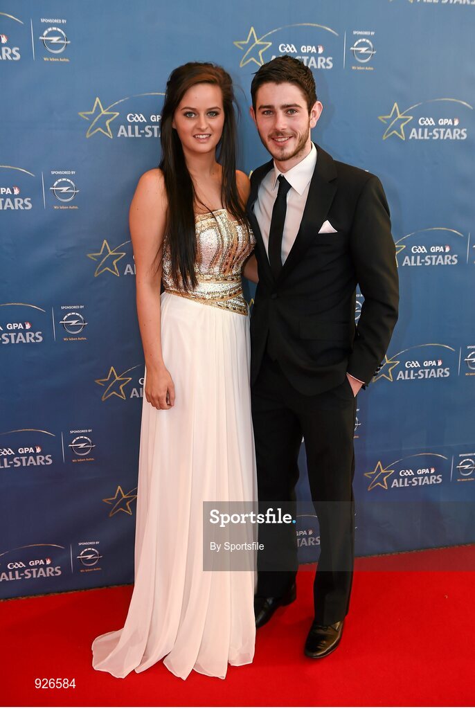 24 October 2014; Donegal footballer Ryan McHugh and Bridget Molloy at the GAA GPA All-Star Awards 2014, sponsored by Opel, in the Convention Centre, Dublin. Photo by Sportsfile