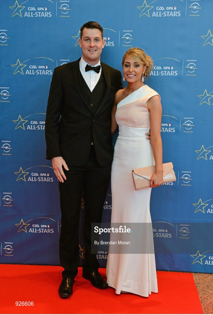 24 October 2014; Tipperary hurler Seamus Callanan and Brid Higgins at the GAA GPA All-Star Awards 2014, sponsored by Opel, in the Convention Centre, Dublin. Picture credit: Brendan Moran / SPORTSFILE