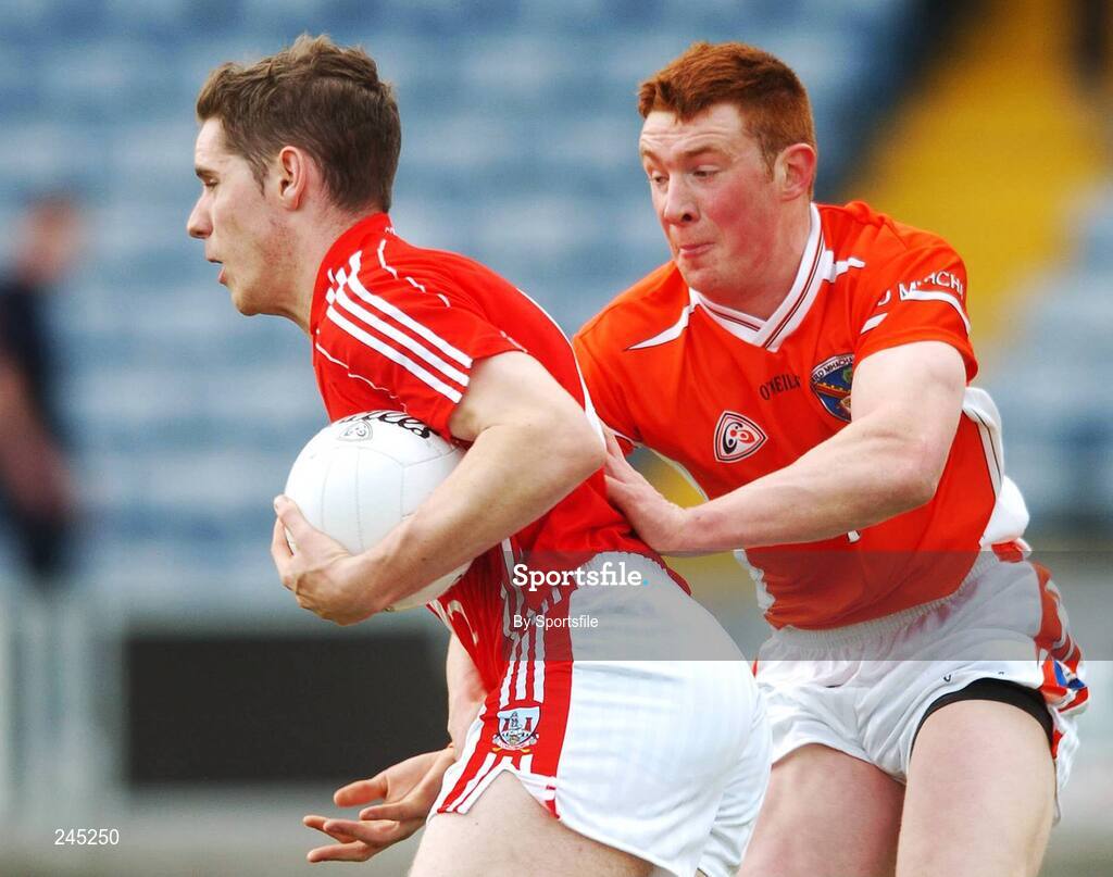 22 April 2007; Daniel Goulding, Cork, in action against Tony McClelland, Armagh. Cadbury All-Ireland U21 Football Championship Semi-Final, Cork v Armagh, O'Moore Park, Portlaoise, Co. Laois. Photo by Sportsfile