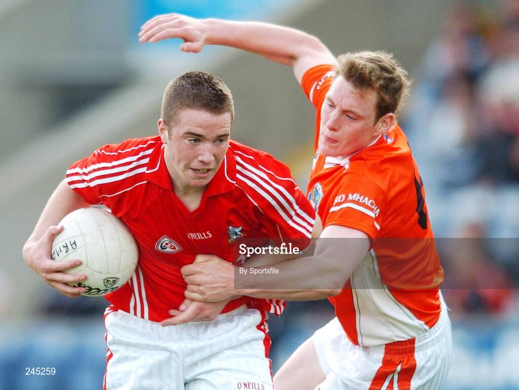 22 April 2007; Colm O'Neill, Cork, in action against Kieran Toner, Armagh. Cadbury All-Ireland U21 Football Championship Semi-Final, Cork v Armagh, O'Moore Park, Portlaoise, Co. Laois. Photo by Sportsfile