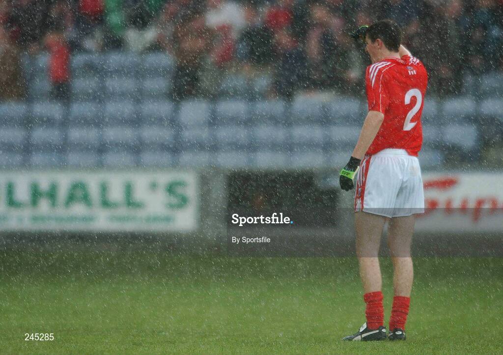 22 April 2007; Ray Carey, Cork, tries to see through a heavy shower during the game. Cadbury All-Ireland U21 Football Championship Semi-Final, Cork v Armagh, O'Moore Park, Portlaoise, Co. Laois. Photo by Sportsfile
