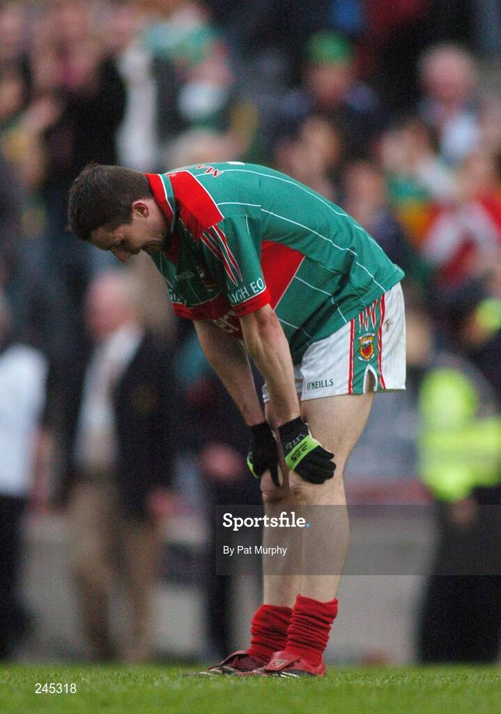 22 April 2007; Mayo's Peadar Gardiner reacts at the final whistle after defeat to Donegal. Allianz National Football League, Division 1 Final, Mayo v Donegal, Croke Park, Dublin. Picture credit: Pat Murphy / SPORTSFILE