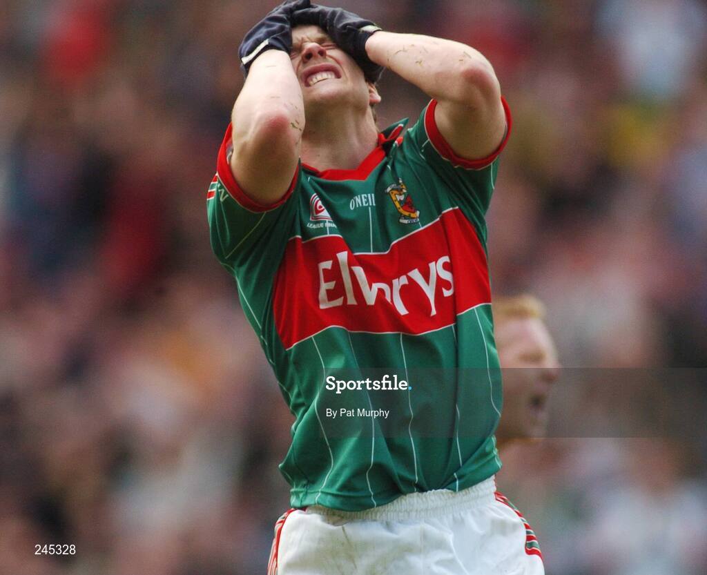 22 April 2007; Andy Moran, Mayo, reacts after missing a late chance. Allianz National Football League, Division 1 Final, Mayo v Donegal, Croke Park, Dublin. Picture credit: Pat Murphy / SPORTSFILE