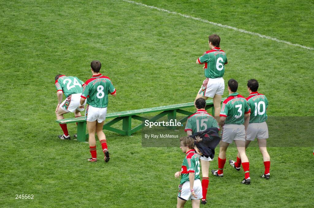 22 April 2007; The Mayo players make their way to the bench for the team picture. Allianz National Football League, Division 1, Final, Mayo v Donegal, Croke Park, Co. Dublin. Picture credit: Ray McManus / SPORTSFILE