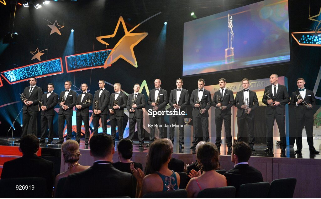 24 October 2014; The 2014 GAA GPA Allstar Football team during the 2014 GAA GPA All-Star Awards, sponsored by Opel. Convention Centre, Dublin.  Picture credit: Brendan Moran / SPORTSFILE