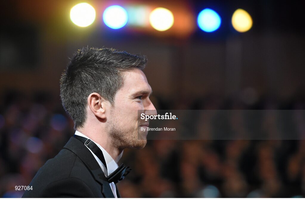 24 October 2014; Seamus Hickey, Limerick, makes his way on stage to receive his All-Star award during the 2014 GAA GPA All-Star Awards, sponsored by Opel. Convention Centre, Dublin. Picture credit: Brendan Moran / SPORTSFILE