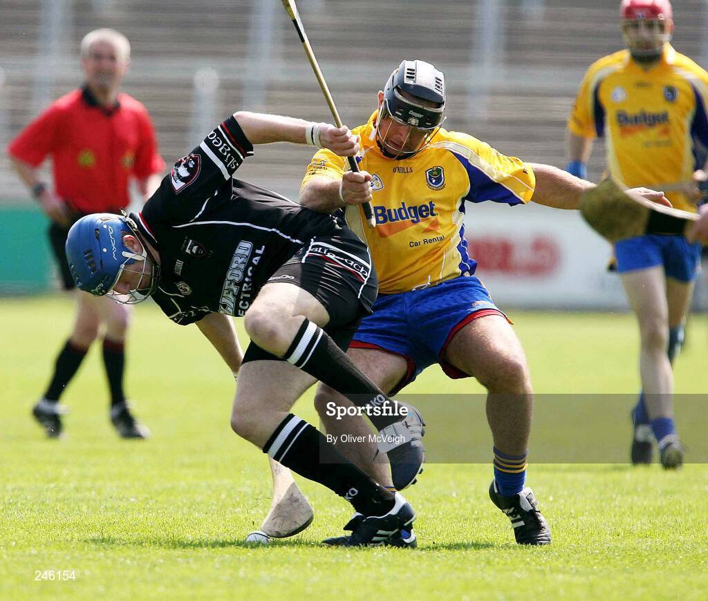 29 April 2007; Mark Burke, Sligo, in action against David Loughnane, Roscommon. Allianz National Hurling League, Division 3 Final, Roscommon v Sligo, Kingspan Breffni Park, Co. Cavan. Picture credit: Oliver McVeigh / SPORTSFILE