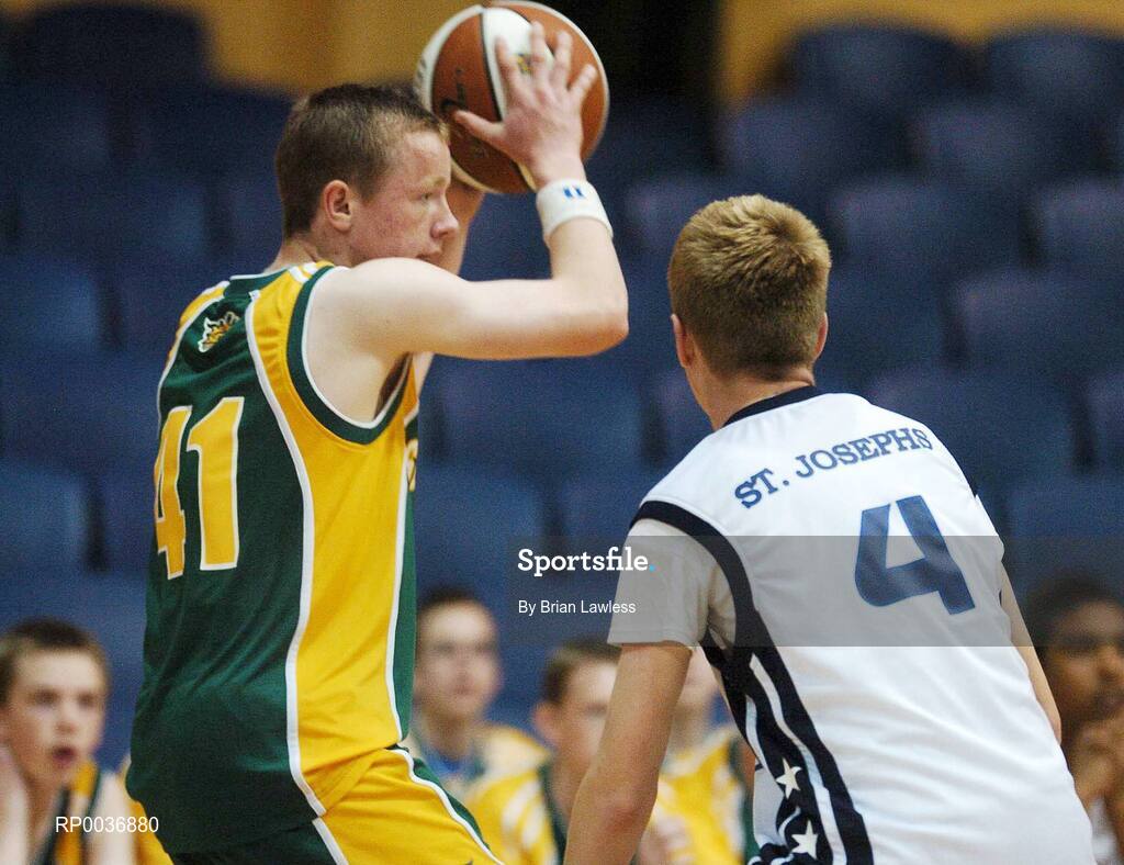 9 May 2007; Chris O'Leary, St. Brendan's College, in action against Paul Gannon, St. Joseph's College. Schools Basketball Second Year Finals, A Boys Final, St. Joseph's College, Galway v St. Brendan's College, Killarney, National Basketball Arena, Tallaght, Dublin. Picture credit: Brian Lawless / SPORTSFILE