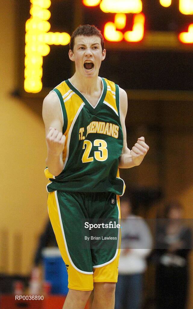 9 May 2007; St. Brendan's College captain Padraig Lucey celebrates in the dying moments. Schools Basketball Second Year Finals, A Boys Final, St. Joseph's College, Galway v St. Brendan's College, Killarney, National Basketball Arena, Tallaght, Dublin. Picture credit: Brian Lawless / SPORTSFILE  *** Local Caption *** *** no team names available ***