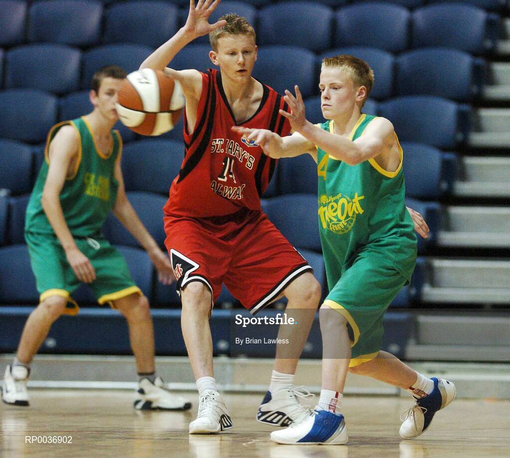 9 May 2007; Hugh Herlihy, St. Patrick's Castleisland, in action against John Doran, St. Mary's. Schools Basketball Second Year Finals, B Boys Final, St. Mary's, Galway v St. Patrick's Castleisland, Kerry, National Basketball Arena, Tallaght, Dublin. Picture credit: Brian Lawless / SPORTSFILE