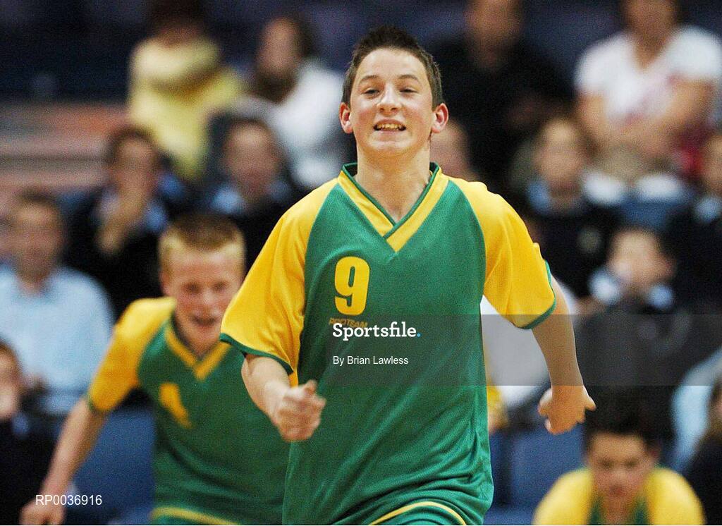 9 May 2007; Niall Lombard, St. Patrick's Castleisland, celebrates at the final whistle. Schools Basketball Second Year Finals, B Boys Final, St. Mary's, Galway v St. Patrick's Castleisland, Kerry, National Basketball Arena, Tallaght, Dublin. Picture credit: Brian Lawless / SPORTSFILE