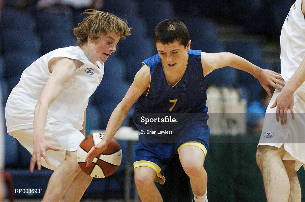 9 May 2007; Daryll Griffin, Cobh Community College, in action against Richard Cunningham, Dunmore Community College. Schools Basketball Second Year Finals, C Boys Final, Dunmore Community College, Galway v Cobh Community College, Cork, National Basketball Arena, Tallaght, Dublin. Picture credit: Brian Lawless / SPORTSFILE