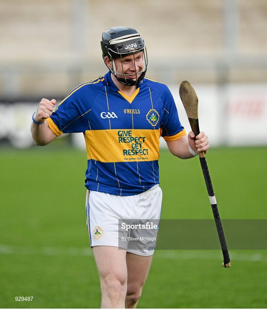 2 November 2014; Fergal Rodgers, Portaferry celebrates at the final whistle. AIB Ulster GAA Hurling Senior Club Championship Final, Portaferry v Cushendall  Ruairi Óg, Owenbeg Centre of Excellence, Dungiven, Derry. Picture credit: Oliver McVeigh / SPORTSFILE
