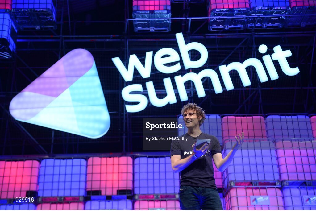 4 November 2014; Paddy Cosgrave, Founder and CEO, Web Summit, on the centre stage during Day 1 of the 2014 Web Summit in the RDS, Dublin, Ireland. Picture credit: Stephen McCarthy / SPORTSFILE / Web Summit