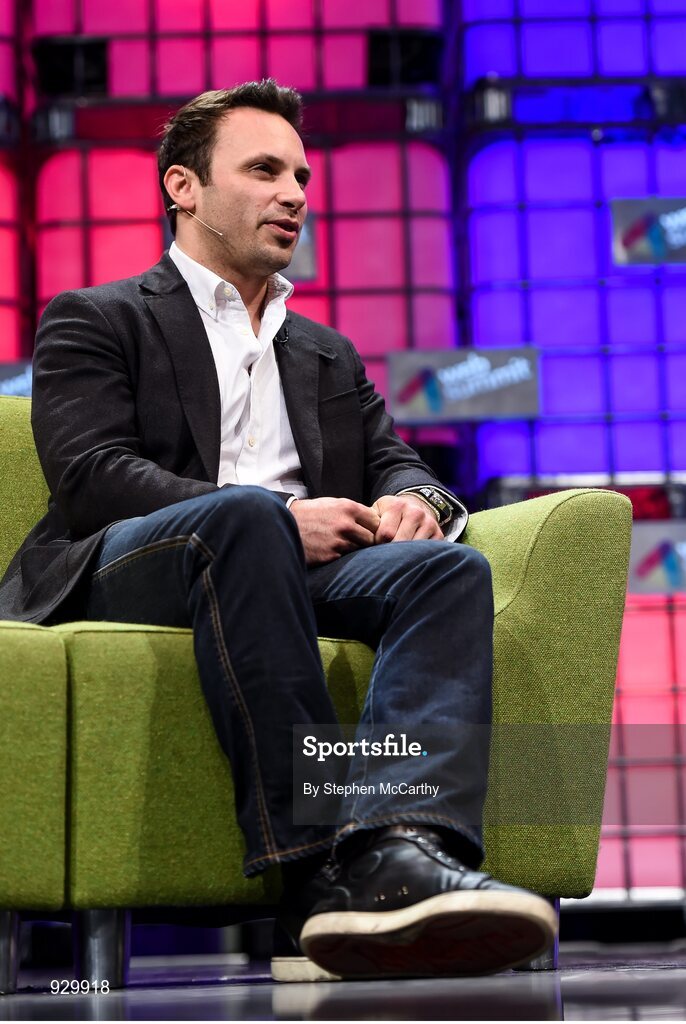 4 November 2014; Brendan Iribe, CEO, Oculus VR, on the centre stage during Day 1 of the 2014 Web Summit in the RDS, Dublin, Ireland. Picture credit: Stephen McCarthy / SPORTSFILE / Web Summit