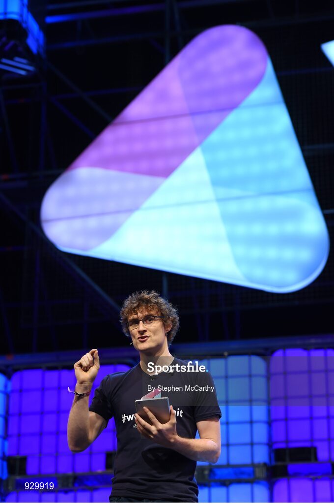 4 November 2014; Paddy Cosgrave, Web Summit, on the centre stage during Day 1 of the 2014 Web Summit in the RDS, Dublin, Ireland. Picture credit: Stephen McCarthy / SPORTSFILE / Web Summit
