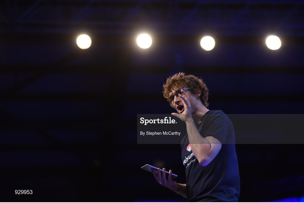 4 November 2014; Paddy Cosgrave, Web Summit, on the centre stage during Day 1 of the 2014 Web Summit in the RDS, Dublin, Ireland. Picture credit: Stephen McCarthy / SPORTSFILE / Web Summit