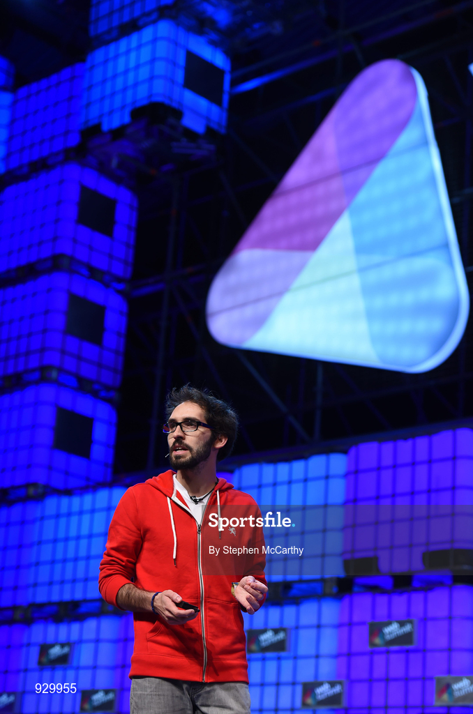 4 November 2014; Jorge Soto, Co-Founder, Miroculus, speaks on Decoding Disease: Technology and the Cure for Cancer on the centre stage during Day 1 of the 2014 Web Summit in the RDS, Dublin, Ireland. Picture credit: Stephen McCarthy / SPORTSFILE / Web Summit