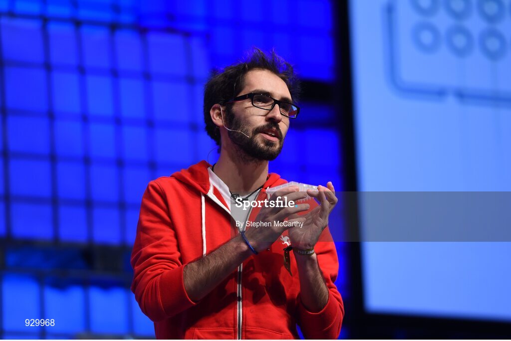 4 November 2014; Jorge Soto, Co-Founder, Miroculus, speaks on Decoding Disease: Technology and the Cure for Cancer on the centre stage during Day 1 of the 2014 Web Summit in the RDS, Dublin, Ireland. Picture credit: Stephen McCarthy / SPORTSFILE / Web Summit
