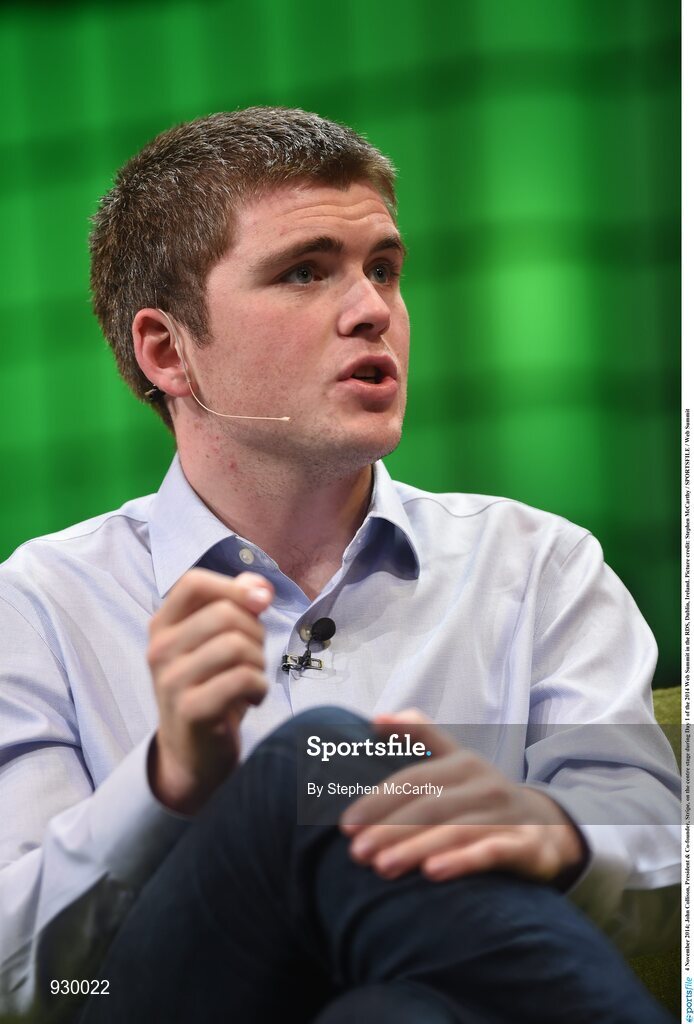 4 November 2014; John Collison, President & Co-founder, Stripe, on the centre stage during Day 1 of the 2014 Web Summit in the RDS, Dublin, Ireland. Picture credit: Stephen McCarthy / SPORTSFILE / Web Summit