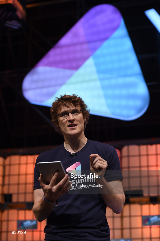 4 November 2014; Paddy Cosgrave, Founder and CEO, Web Summit on the centre stage during Day 1 of the 2014 Web Summit in the RDS, Dublin, Ireland. Picture credit: Stephen McCarthy / SPORTSFILE / Web Summit