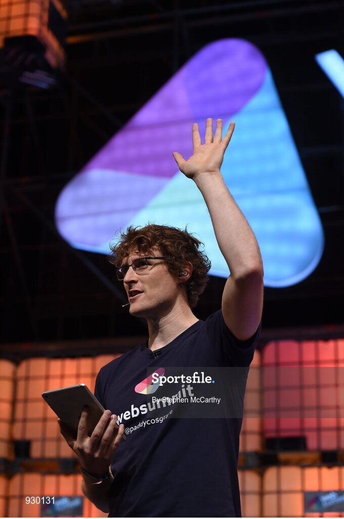 4 November 2014; Paddy Cosgrave, Founder and CEO, Web Summit on the centre stage during Day 1 of the 2014 Web Summit in the RDS, Dublin, Ireland. Picture credit: Stephen McCarthy / SPORTSFILE / Web Summit
