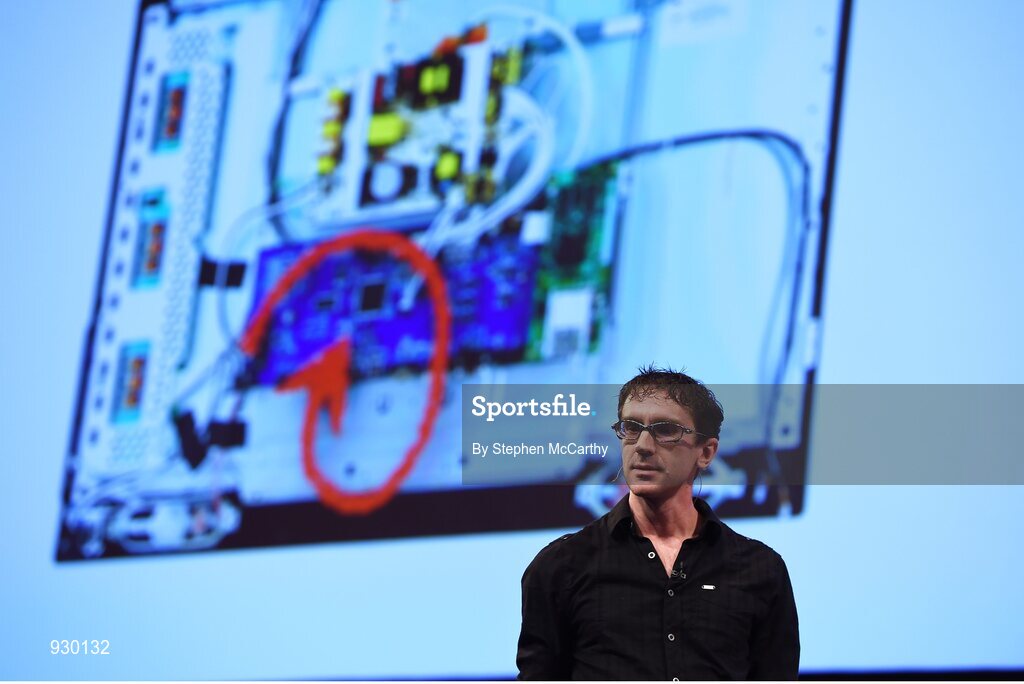 4 November 2014; Pablos Holman, Inventor, Intellectual Ventures Lab, talks about How to Be a Hacker on the centre stage during Day 1 of the 2014 Web Summit in the RDS, Dublin, Ireland. Picture credit: Stephen McCarthy / SPORTSFILE / Web Summit
