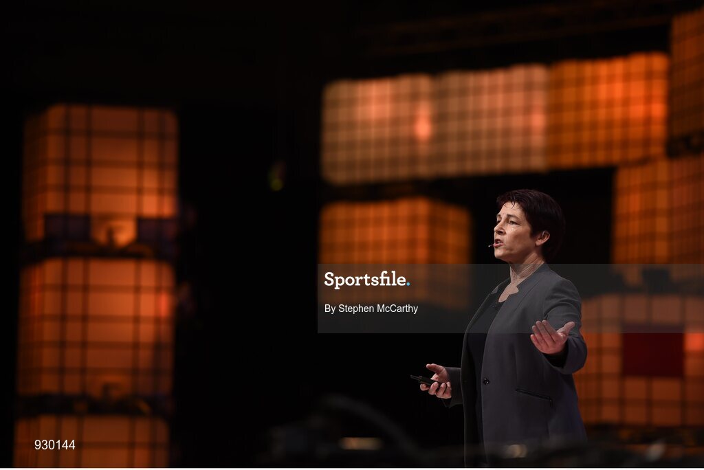 4 November 2014; Andra Keay, Managing Director, Silicon Valley Robotics asks Can Robots Feel? on the centre stage during Day 1 of the 2014 Web Summit in the RDS, Dublin, Ireland. Picture credit: Stephen McCarthy / SPORTSFILE / Web Summit