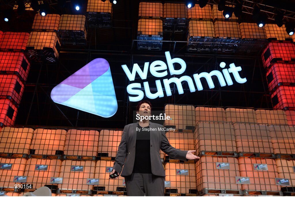 4 November 2014; Andra Keay, Managing Director, Silicon Valley Robotics, asks Can Robots Feel? on the centre stage during Day 1 of the 2014 Web Summit in the RDS, Dublin, Ireland. Picture credit: Stephen McCarthy / SPORTSFILE / Web Summit