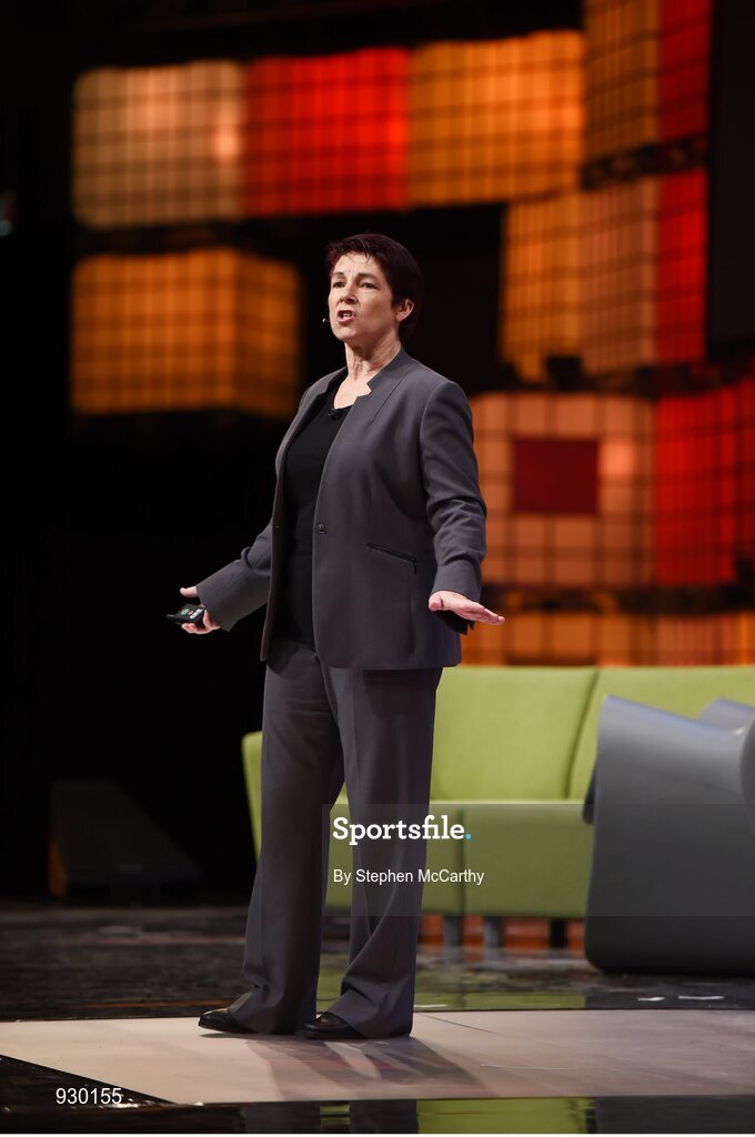 4 November 2014; Andra Keay, Managing Director, Silicon Valley Robotics, asks Can Robots Feel? on the centre stage during Day 1 of the 2014 Web Summit in the RDS, Dublin, Ireland. Picture credit: Stephen McCarthy / SPORTSFILE / Web Summit
