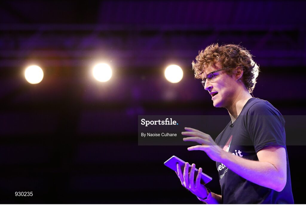 4 November 2014; Paddy Cosgrave, Founder and CEO, Web Summit on the centre stage during Day 1 of the 2014 Web Summit in the RDS, Dublin, Ireland. Picture credit: Naoise Culhane / SPORTSFILE / Web Summit