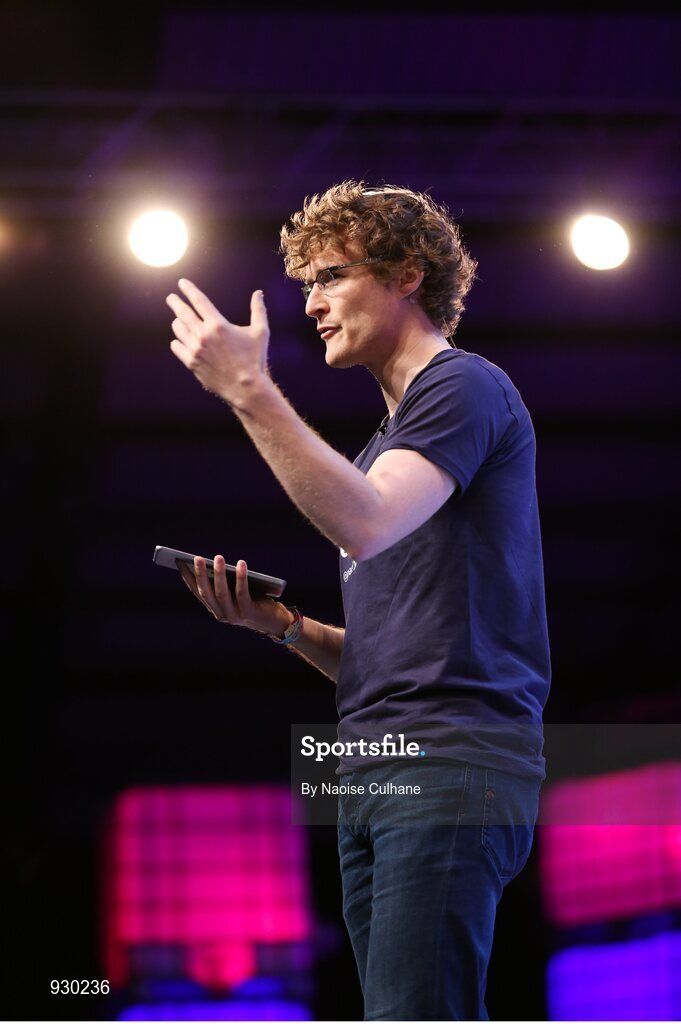 4 November 2014; Paddy Cosgrave, Founder and CEO, Web Summit, on the centre stage during Day 1 of the 2014 Web Summit in the RDS, Dublin, Ireland. Picture credit: Naoise Culhane / SPORTSFILE / Web Summit