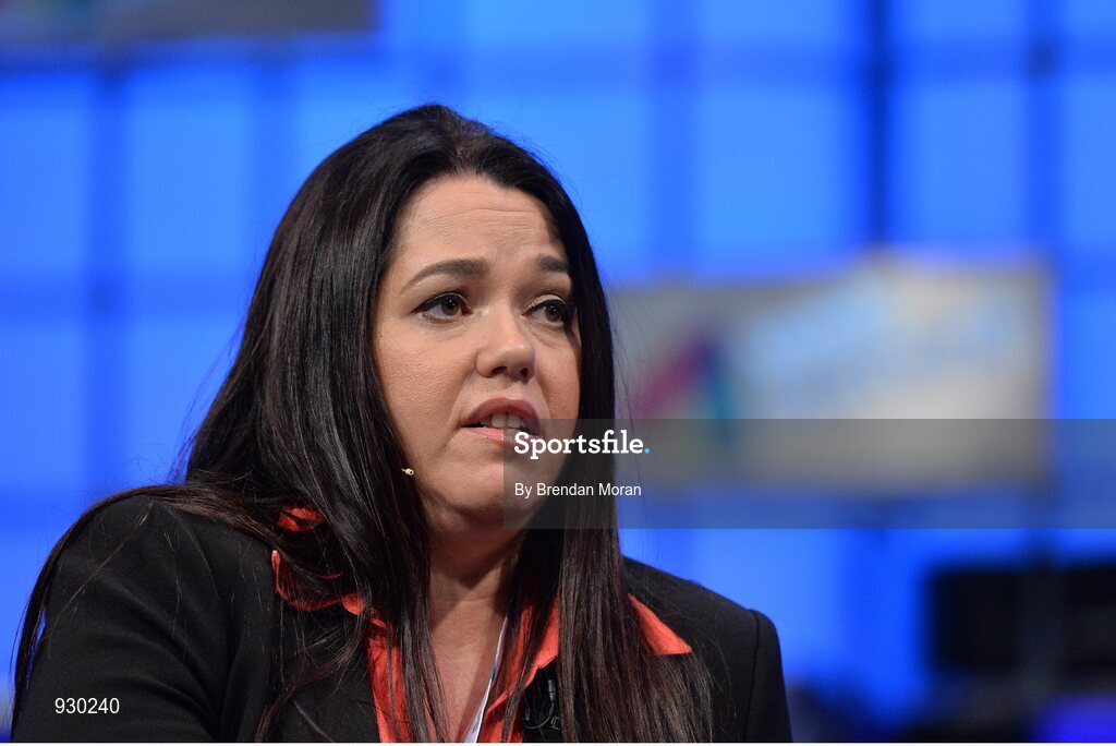 4 November 2014; Adi Tatarko, Co-founder & CEO, Houzz, in Conversation with Alfred Lin, Sequoia, on the centre stage during Day 1 of the 2014 Web Summit in the RDS, Dublin, Ireland. Picture credit: Brendan Moran / SPORTSFILE / Web Summit