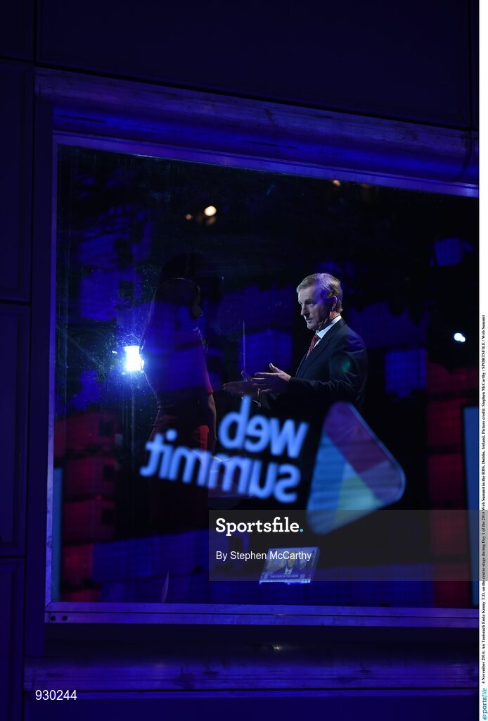 4 November 2014; An Taoiseach Enda Kenny T.D. on the centre stage during Day 1 of the 2014 Web Summit in the RDS, Dublin, Ireland. Picture credit: Stephen McCarthy / SPORTSFILE / Web Summit