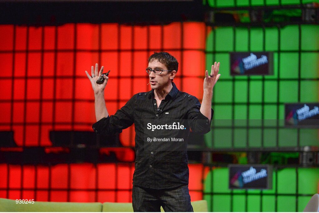 4 November 2014; Pablos Holman, Inventor, Intellectual Ventures Lab, talks about How to Be a Hacker on the centre stage during Day 1 of the 2014 Web Summit in the RDS, Dublin, Ireland. Picture credit: Brendan Moran / SPORTSFILE / Web Summit