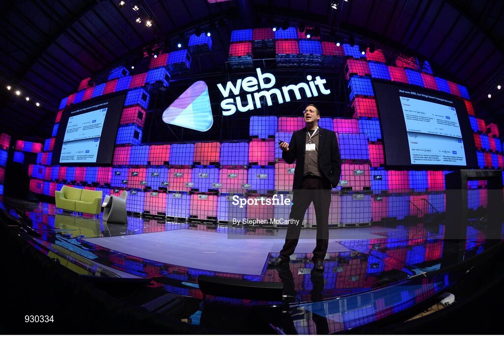 4 November 2014; Gary Marcus, Scientist and Author of Future of The Brain, on the centre stage during Day 1 of the 2014 Web Summit in the RDS, Dublin, Ireland. Picture credit: Stephen McCarthy / SPORTSFILE / Web Summit