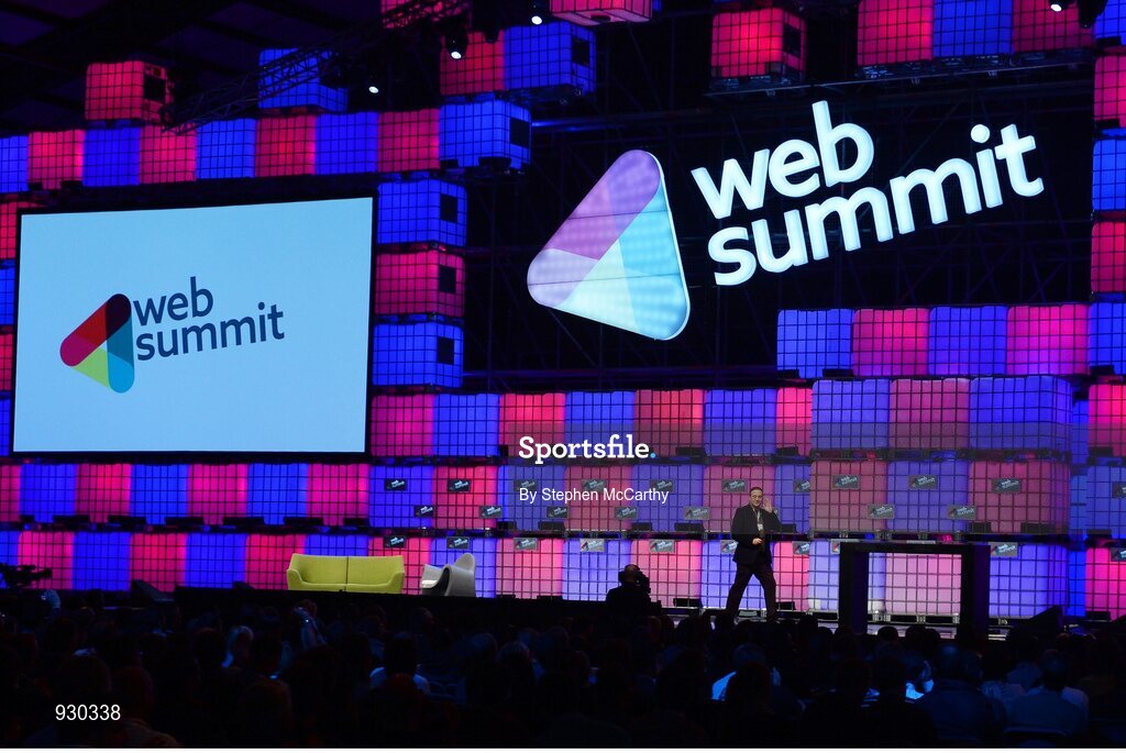 4 November 2014; Gary Marcus, Scientist and Author of Future of The Brain, on the centre stage during Day 1 of the 2014 Web Summit in the RDS, Dublin, Ireland. Picture credit: Stephen McCarthy / SPORTSFILE / Web Summit