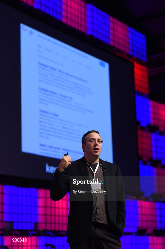 4 November 2014; Gary Marcus, Scientist and Author of Future of The Brain, on the centre stage during Day 1 of the 2014 Web Summit in the RDS, Dublin, Ireland. Picture credit: Stephen McCarthy / SPORTSFILE / Web Summit