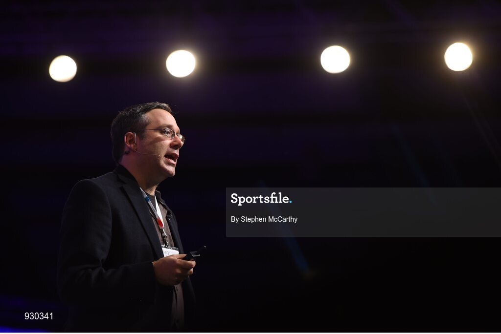 4 November 2014; Gary Marcus, Scientist and Author of Future of The Brain, on the centre stage during Day 1 of the 2014 Web Summit in the RDS, Dublin, Ireland. Picture credit: Stephen McCarthy / SPORTSFILE / Web Summit
