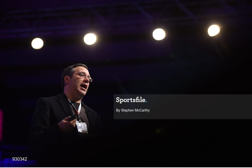 4 November 2014; Gary Marcus, Scientist and Author of Future of The Brain, on the centre stage during Day 1 of the 2014 Web Summit in the RDS, Dublin, Ireland. Picture credit: Stephen McCarthy / SPORTSFILE / Web Summit