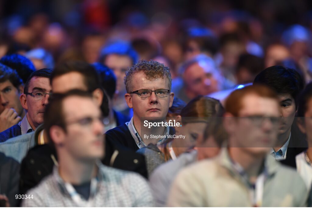 4 November 2014; Attendees watch speakers on the centre stage during Day 1 of the 2014 Web Summit in the RDS, Dublin, Ireland. Picture credit: Stephen McCarthy / SPORTSFILE / Web Summit