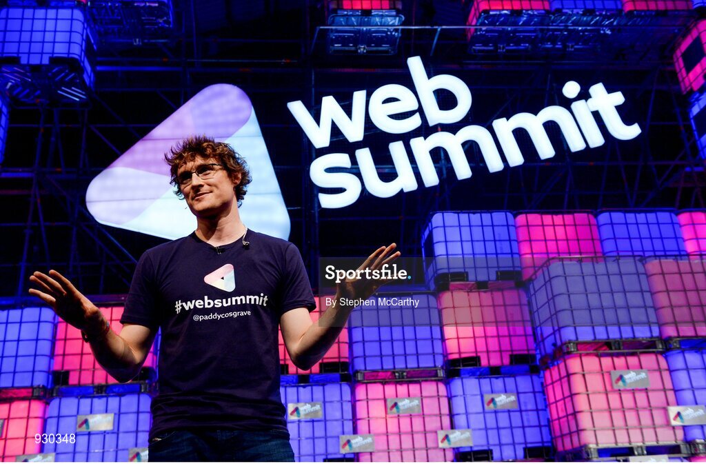 4 November 2014; Paddy Cosgrave, Founder and CEO, Web Summit, on the centre stage during Day 1 of the 2014 Web Summit in the RDS, Dublin, Ireland. Picture credit: Stephen McCarthy / SPORTSFILE / Web Summit