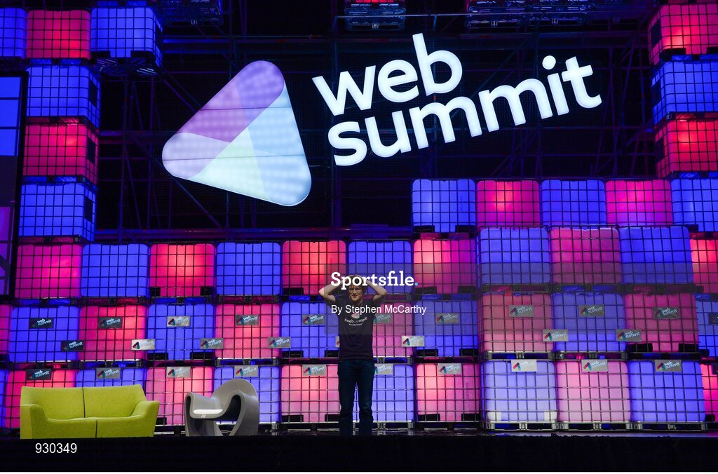 4 November 2014; Paddy Cosgrave, Founder and CEO, Web Summit, on the centre stage during Day 1 of the 2014 Web Summit in the RDS, Dublin, Ireland. Picture credit: Stephen McCarthy / SPORTSFILE / Web Summit