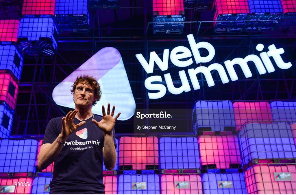 4 November 2014; Paddy Cosgrave, Founder and CEO, Web Summit, on the centre stage during Day 1 of the 2014 Web Summit in the RDS, Dublin, Ireland. Picture credit: Stephen McCarthy / SPORTSFILE / Web Summit