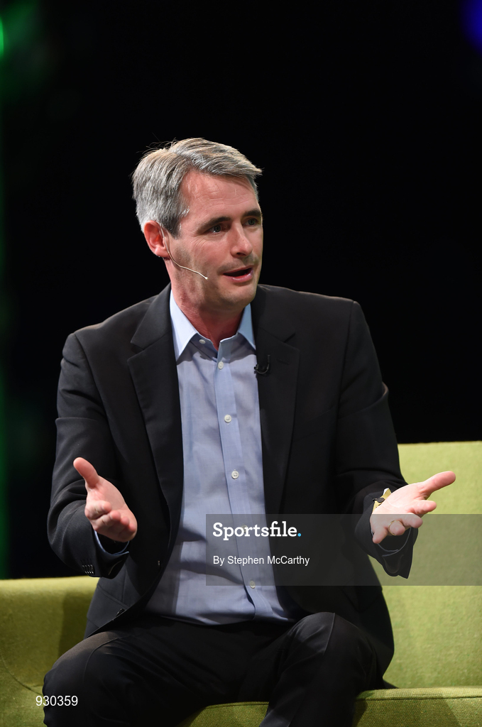 4 November 2014; Mike McCue, Founder, Flipboard, discusses The Future of Online Media on the centre stage during Day 1 of the 2014 Web Summit in the RDS, Dublin, Ireland. Picture credit: Stephen McCarthy / SPORTSFILE / Web Summit
