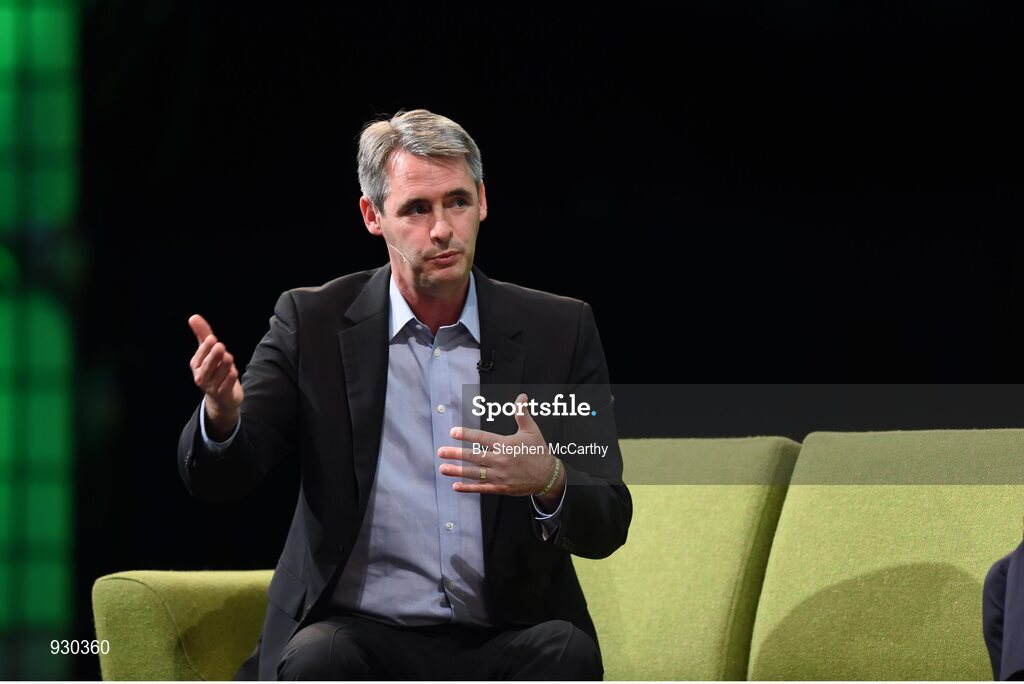 4 November 2014; Mike McCue, Founder, Flipboard, discusses The Future of Online Media on the centre stage during Day 1 of the 2014 Web Summit in the RDS, Dublin, Ireland. Picture credit: Stephen McCarthy / SPORTSFILE / Web Summit